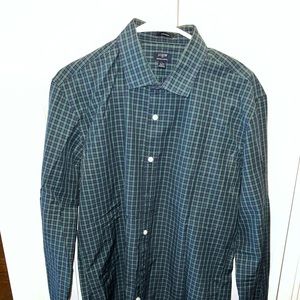 J Crew Navy & Green Plaid Dress Shirt Large